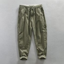 Men's Pants Khaki Harem For Men 2023 Spring Male Prue Cotton Oversized Elastic Waist Trousers Smart Casual Daily Cargo