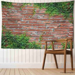 Tapestries Plant Brick Wall Tapestry Wall Hanging Art Hippie Living Room Bedroom Abstract Home Decor R230815