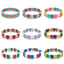 Strand Bohemia Elastic Enamel Stretch Tila Tile Bead Jewelry Bracelet Handmade Beads Square Girls And Boys