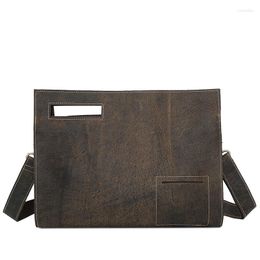 Evening Bags Men's Genuine Leather Cow Real Cowhide Crazy Horse Bag Messenger File Holder Clutch Hand Folder Package Handbag