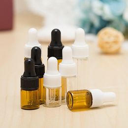 2 3 5 ML Mini Amber Glass Essential Oil Dropper Bottles Refillable Empty Eye Dropper Perfume Cosmetic Liquid Lotion Sample Storage Cont Lxal