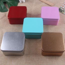 Pc/Lot Small Color Square Tinplate Candy Metal Wedding Pencil Storage Boxes / Gift Christmas Case/Packing Can 6.5 4.5cm