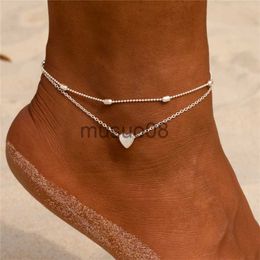 Anklets Modyle New Fashion Simple Heart Female Anklets Foot Jewellery Leg New Anklets On Foot Ankle Brelets For Women Leg Chain Gifts J230815
