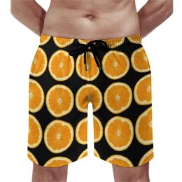 Men's Shorts Oranges Slices Board Summer Fresh Fruit Print Sportswear Beach Short Pants Fast Dry Retro Graphic Oversize Swim Trunks