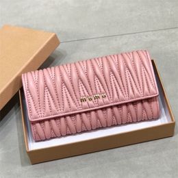 Woman Luxury Wallets Classics Cardholders Designer Sweet Ladies Fanny Pack With Letter Lambskin Clutch Black Pink Purses Soft Moneybag