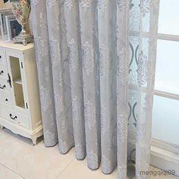 Curtain European Grey Tulle Curtains for Living Room Bedroom Luxury Sheers Curtain Drapes for Windows Screen R230815