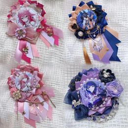 Bow Ties 2025 Anime Alloy Rhinestone Flower Chain Fill Pain Bag Itabag Lolita Bar Pins Brooch Bowtie Gift Backpack Badge Holder Base Tray