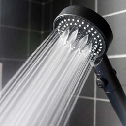 New Shower Head Water Saving Black 5 Mode Adjustable High Pressure Shower One-key Stop Water Massage Eco Shower Bathroom Accessories