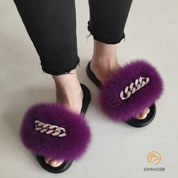Slippers Fur Slippers Real Fur Luxury Fluffy Cute Plush Ladies Flip Flops Summer Outdoor Fashion Casual Business Flat Sandals 230814