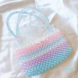 Evening Bags Beaded Woven Handbag Fashion Colourful Splice Design Cute Women's Shoulder Bag