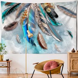 Tapestries Feather Tapestry Wall Hanging Art Style Hippie Colourful Mystery Bedroom Room Home Decor