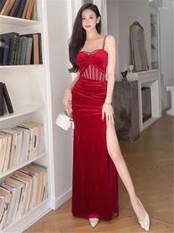 Casual Dresses Dress Women's Summer Solid Colour Halter Splicing Sequin Slim Slit Long Fishtail Skirt Fashion Elegant Sexy Female Clothing