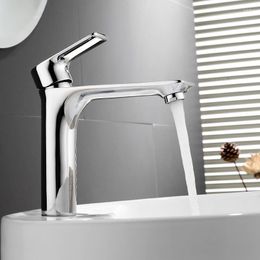 Bathroom Sink Faucets Solid Brass Single Handle Vessel Faucet Chrome Plated Desk Mount Washing Basin Water Tap