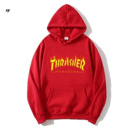 Men's Hoodies Designer Hoodie Y2k Goth Brand Thrasher Sweatshirts MAN Women's Hooded Flame Print Women's Sweatshirt Multiple Colours 158