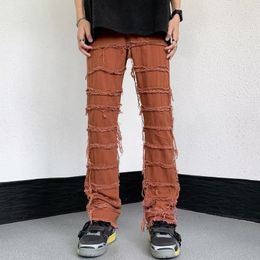 Men's Jeans Grunge Clothes Y2K Streetwear Stacked Slim Jeans Flared Pants Men Black Hip Hop Straight Women Long Trousers Pantalon Homme 230814