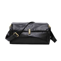 Duffel Bags Maxdutti French Vintage Square Bag Women Leather Bag Black Color Fashion One Shoulder Underarm J230815