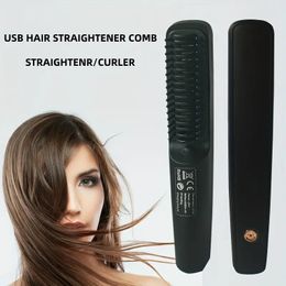 2 In 1 Hair Straightener And Curler Hair Straighteners Hair Styling Appliances Wireless Portable Straightener Comb Clothes Iron Hot Curler