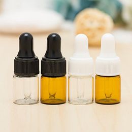 2ML Mini Amber Glass Essential Oil Dropper Bottles Refillable 4 Colours Enclk