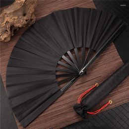 Decorative Figurines 1Pcs Vintage Black Chinese Style Folding Fans Fan Wedding Party DIY Solid Color Pocket Hand Craft Dance