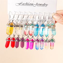 Colourful Rainbow Glass Charms Earrings Hexagon Prism Pillar Pendants Jewellery Making Earrings Gifts