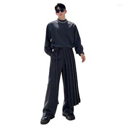 Men's Suits 3 Pieces Sets Men Streetwear Fashion Show Double Style Long Sleeve Vintage Casual Shirts Suit Pant Skirt Male