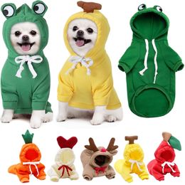 Dog Apparel Pet Clothes Dogs Hooded Sweatshirt Fruit Warm Coat Cat Sweater Cold Weather Costume for Puppy Small Medium Large 230814