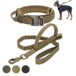 Dog Apparel Tactical Leash Collars Adjustable Nylon Military Collar Leads For Medium Large Dogs German Shepherd Training Hunting 230814