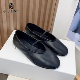 Dress Shoes Genuine Leather Women Ballet Flat Slip on Round Toe Sapatos Comfortable Ballerina Casual Hollow Out Solid Color Shoe 230814