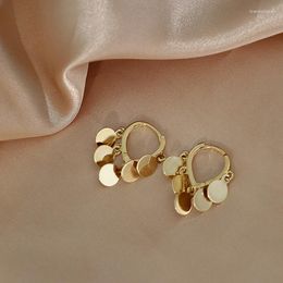 Hoop Earrings CARLIDANA Luxury Minimalist 2023 Trend Geometric Metal Disc Pendant For Woman/Girls Sexy Korean Jewellery Party