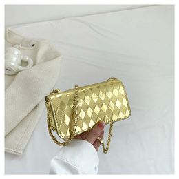 Evening Bags Elegant Bright PU Single Shoulder Bag Women Mini Casual Underarm Chain Summer Flap Simple Crossbody Bolsa Shopping