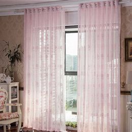 Curtain Pink lace Sheer curtains for living room bedroom floral tulle for window treatment home decoration