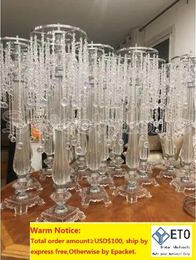 Wholesale 73cm Tall crystal Wedding Centerpiece acrylic bead strands wedding decoration flower stand table chandelier decorZZ
