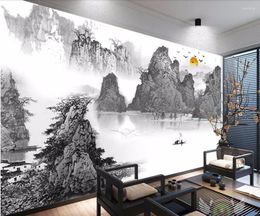 Wallpapers CJSIR Custom Wallpaper Black And White Chinese Landscape Love Ink Mood TV Background Wall Murals 3d