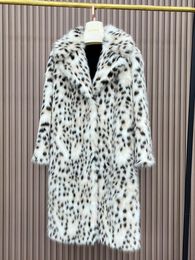 Women's Fur 2023 Lynx Leopard Print Faux Coat Winter Long Loose Luxury Thick Warm Imitation Jacket Women European Fashion