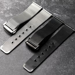 Watch Bands 316 Stainless Steel Watchband 20 22MM Silver Black Folding Clasp For Diving Watches Butterfly Quick Release Men Bracelet