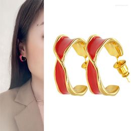 Hoop Earrings C Shape Romantic Lovely Red Coloured Charm Women Jewellery Personalised Luxury Quality Korean Fashion