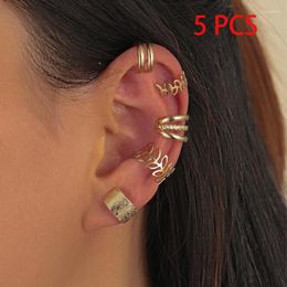 Backs Earrings 5pcs Gold Color Star Leaves Non-Piercing Ear Clip For Women Simple Fake Cartilage Cuff Jewelry Accessories