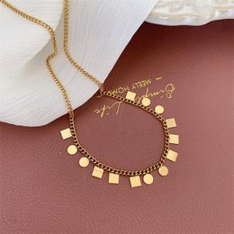 Pendant Necklaces Titanium Steel 18k Gold Plating Unique Multiple Small Square Women Clavicle Chain Necklace Fashion Jewellery Gift 2023