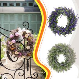 Decorative Flowers Green Plant Decoration Simulation Garland Fake Flower For Vibrant Atmosphere With Bright And Colour Mist Lavender Wreath