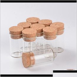 Storage Bottles Jars 10Ml Small Test Tube With Cork Stopper Spice Container 2440Mm Diy Craft Transparent Straight Glass Bottle Hha15 Dhyt0