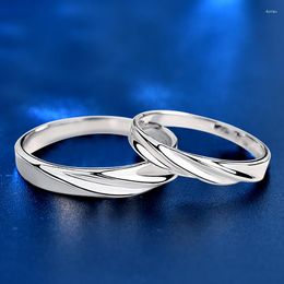Cluster Rings Couple Ring S925 Sterling Silver Pair Of Ins Wave Niche Creative Opening Exquisite Hand Accessories
