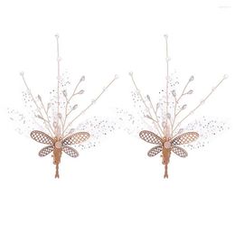 Headpieces YZYmanualroom Headwear Fairy Wind Hairpin Crystal Butterfly Diamondencrusted Net Yarn Hair Accessories