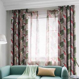 Curtain Tropical Printed Blackout Curtains for Living Room Green Leaves Palm Tree Tulle Veil Liner Bedroom Cortinas Window Treatments R230815