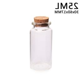25ML 30X60X17MM Small Mini Glass Bottles Jars with Cork Stoppers/ Message Weddings Wish Jewelry Party Favors Small Mini Glass Bottle Jbskj