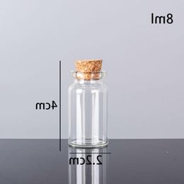 8ML 22X40X125MM Small Mini Clear Glass bottles Jars with Cork Stoppers/ Message Weddings Wish Jewellery Party Favours Nfqqn
