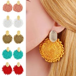 New Bohemian Multilayer Beaded Drop Earrings for Women Trendy Round Geometric Beads Statement Earrings Fashion Jewelry