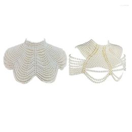 Chains Women Pearl Shawl Necklaces Body Chain Sexy Beaded Collar Shoulder Bra Sweater Wedding Dress Jewelry