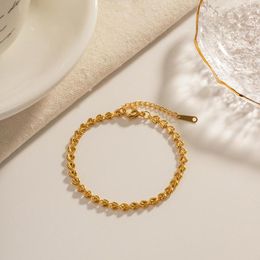 Link Bracelets Hollow Stainless Steel Heart Braided Bracelet For Women Classic Love Pendant Waterproof Jewellery Vacation Gift