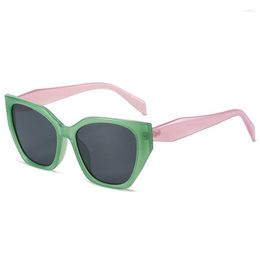 Sunglasses Frames Retro Cat Eye Women Fashion Double Green Colour Eyewear Shades UV400 Men Clear Ocean Lens Sun Glasses