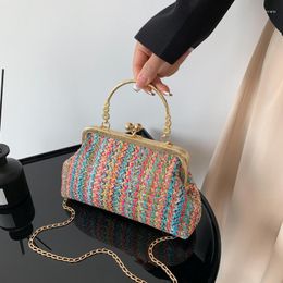 Evening Bags Handbags For Women 2023 Contrast Hand Woven Bag Purse Fashion Shoulder Versatile Cross-body Bucket Designer